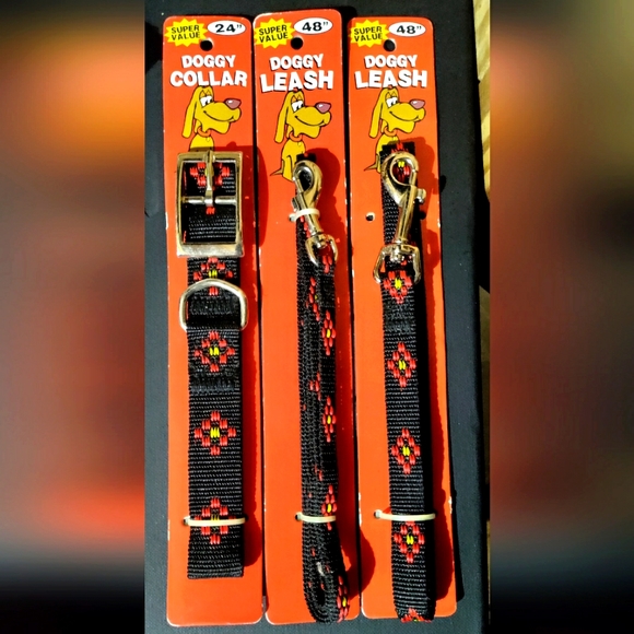 NEW 3-PC Doggie Collar 24", Leashes 48" & 48" Matching Set! Nice Design. Durable - Picture 14 of 14